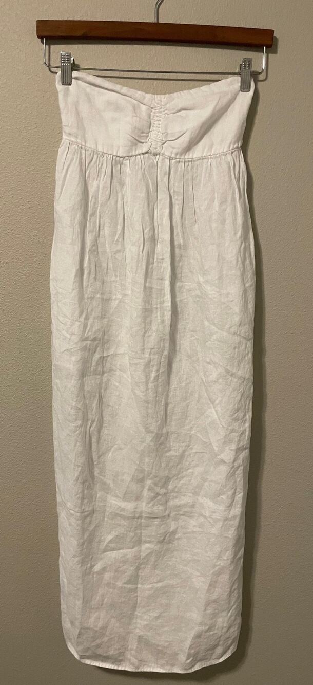James Perse Gathered Tube Top Dress Womens 0 US XS White Linen Pockets Boho